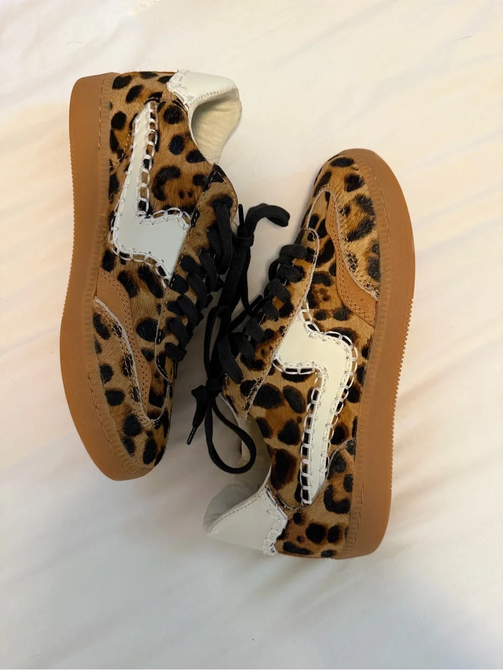 Dolce Vita Leopard Print Pony Hair Sneakers with Cream Accent